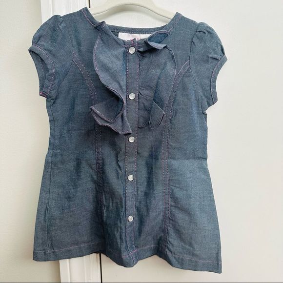Maggie & Zoe girl’s chambray dress with ruffle front - Picture 1 of 3